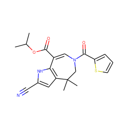 CC(C)OC(=O)C1=CN(C(=O)c2cccs2)CC(C)(C)c2cc(C#N)[nH]c21 ZINC000045302320