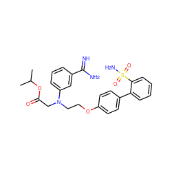 CC(C)OC(=O)CN(CCOc1ccc(-c2ccccc2S(N)(=O)=O)cc1)c1cccc(C(=N)N)c1 ZINC000026847692