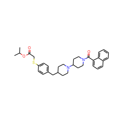 CC(C)OC(=O)CSc1ccc(CC2CCN(C3CCN(C(=O)c4cccc5ccccc45)CC3)CC2)cc1 ZINC000034802081