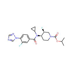 CC(C)OC(=O)N1CC[C@@H](N(C(=O)c2ccc(-n3cncn3)c(F)c2)C2CC2)[C@@H](F)C1 ZINC000223658094