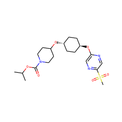 CC(C)OC(=O)N1CCC(O[C@H]2CC[C@H](Oc3cnc(S(C)(=O)=O)cn3)CC2)CC1 ZINC000473104166