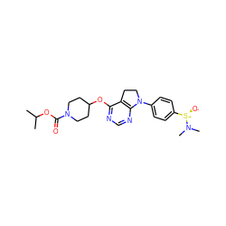 CC(C)OC(=O)N1CCC(Oc2ncnc3c2CCN3c2ccc([S@@+]([O-])N(C)C)cc2)CC1 ZINC000095580178