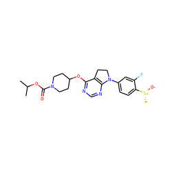 CC(C)OC(=O)N1CCC(Oc2ncnc3c2CCN3c2ccc([S@@+](C)[O-])c(F)c2)CC1 ZINC000095578160