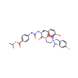 CC(C)OC(=O)c1ccc(NC(=O)N[C@@H](Cc2ccc(O)cc2)C(=O)N2CC[N+](Cc3ccc(Cl)cc3)(C(C)C)CC2)cc1 ZINC000095560574