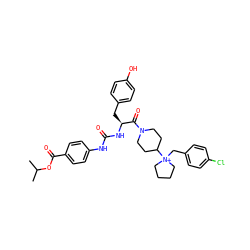 CC(C)OC(=O)c1ccc(NC(=O)N[C@@H](Cc2ccc(O)cc2)C(=O)N2CCC([N+]3(Cc4ccc(Cl)cc4)CCCC3)CC2)cc1 ZINC000095559782