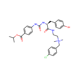 CC(C)OC(=O)c1ccc(NC(=O)N[C@@H](Cc2ccc(O)cc2)C(=O)NCC[N+](C)(C)Cc2ccc(Cl)cc2)cc1 ZINC000095561744