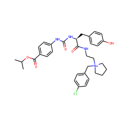 CC(C)OC(=O)c1ccc(NC(=O)N[C@@H](Cc2ccc(O)cc2)C(=O)NCC[N+]2(Cc3ccc(Cl)cc3)CCCC2)cc1 ZINC000095560135