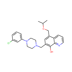 CC(C)OCc1cc(CN2CCN(c3cccc(Cl)c3)CC2)c(O)c2ncccc12 ZINC000020439878