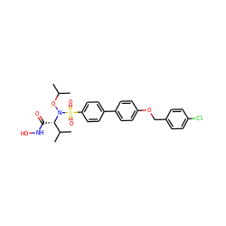 CC(C)ON([C@@H](C(=O)NO)C(C)C)S(=O)(=O)c1ccc(-c2ccc(OCc3ccc(Cl)cc3)cc2)cc1 ZINC000043018576