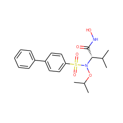 CC(C)ON([C@H](C(=O)NO)C(C)C)S(=O)(=O)c1ccc(-c2ccccc2)cc1 ZINC000013831239