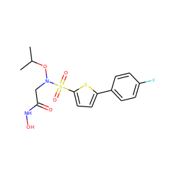 CC(C)ON(CC(=O)NO)S(=O)(=O)c1ccc(-c2ccc(F)cc2)s1 ZINC000043010877