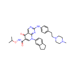 CC(C)ONC(=O)c1cn(-c2ccc3c(c2)CCC3)c2nc(Nc3ccc(CCN4CCN(C)CC4)cc3)ncc2c1=O ZINC000042835551