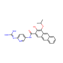 CC(C)Oc1c(O)c(C(=O)Nc2ccc(N=C(N)N)nc2)cc2cc3ccccc3cc12 ZINC000026168001