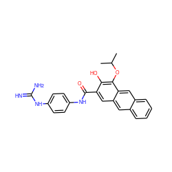 CC(C)Oc1c(O)c(C(=O)Nc2ccc(NC(=N)N)cc2)cc2cc3ccccc3cc12 ZINC000026168117