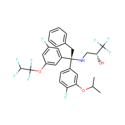 CC(C)Oc1cc([C@@](Cc2ccccc2)(NC[C@@H](O)C(F)(F)F)c2cc(F)cc(OC(F)(F)C(F)F)c2)ccc1F ZINC000114529688