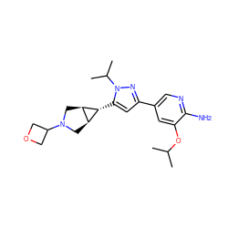 CC(C)Oc1cc(-c2cc([C@@H]3[C@H]4CN(C5COC5)C[C@H]43)n(C(C)C)n2)cnc1N ZINC000148068319