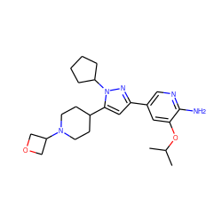 CC(C)Oc1cc(-c2cc(C3CCN(C4COC4)CC3)n(C3CCCC3)n2)cnc1N ZINC000146476119