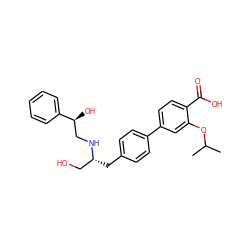 CC(C)Oc1cc(-c2ccc(C[C@H](CO)NC[C@H](O)c3ccccc3)cc2)ccc1C(=O)O ZINC000040845829