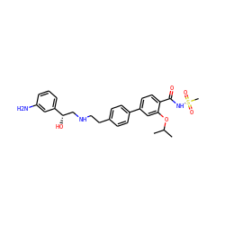 CC(C)Oc1cc(-c2ccc(CCNC[C@H](O)c3cccc(N)c3)cc2)ccc1C(=O)NS(C)(=O)=O ZINC000043122116