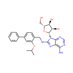 CC(C)Oc1cc(-c2ccccc2)ccc1CNc1nc2c(N)ncnc2n1[C@@H]1O[C@H](CO)[C@@H](O)[C@H]1O ZINC000653835870