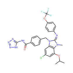 CC(C)Oc1cc(Cl)cc2c1n(C)/c(=N/c1ccc(OC(F)(F)F)cc1)n2Cc1ccc(C(=O)Nc2nnn[nH]2)cc1 ZINC000101455571