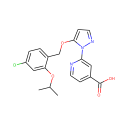 CC(C)Oc1cc(Cl)ccc1COc1ccnn1-c1cc(C(=O)O)ccn1 ZINC000146710506