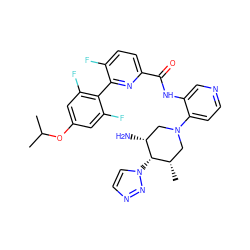 CC(C)Oc1cc(F)c(-c2nc(C(=O)Nc3cnccc3N3C[C@H](C)[C@H](n4ccnn4)[C@H](N)C3)ccc2F)c(F)c1 ZINC000261177522