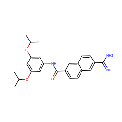 CC(C)Oc1cc(NC(=O)c2ccc3cc(C(=N)N)ccc3c2)cc(OC(C)C)c1 ZINC000013532810