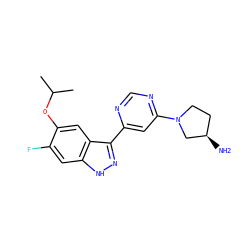 CC(C)Oc1cc2c(-c3cc(N4CC[C@@H](N)C4)ncn3)n[nH]c2cc1F ZINC000225551312