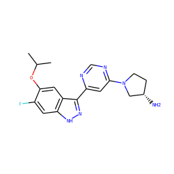 CC(C)Oc1cc2c(-c3cc(N4CC[C@H](N)C4)ncn3)n[nH]c2cc1F ZINC000225550778