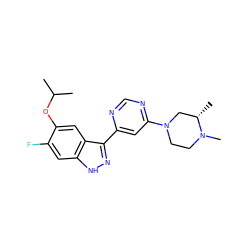 CC(C)Oc1cc2c(-c3cc(N4CCN(C)[C@@H](C)C4)ncn3)n[nH]c2cc1F ZINC000221317673