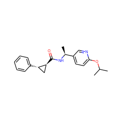 CC(C)Oc1ccc([C@H](C)NC(=O)[C@H]2C[C@@H]2c2ccccc2)cn1 ZINC000095591976