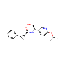 CC(C)Oc1ccc([C@H](CO)NC(=O)[C@H]2C[C@@H]2c2ccccc2)cn1 ZINC000095587411