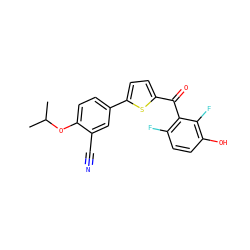 CC(C)Oc1ccc(-c2ccc(C(=O)c3c(F)ccc(O)c3F)s2)cc1C#N ZINC001772583877