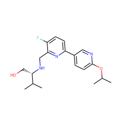 CC(C)Oc1ccc(-c2ccc(F)c(CN[C@@H](CO)C(C)C)n2)cn1 ZINC000204414211