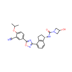 CC(C)Oc1ccc(-c2nc(-c3cccc4c3CC[C@@H]4NC(=O)N3CC(O)C3)no2)cc1C#N ZINC000117395262