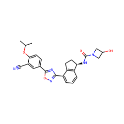 CC(C)Oc1ccc(-c2nc(-c3cccc4c3CC[C@H]4NC(=O)N3CC(O)C3)no2)cc1C#N ZINC000117389960