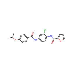 CC(C)Oc1ccc(C(=O)Nc2ccc(NC(=O)c3ccco3)c(Cl)c2)cc1 ZINC000000849001