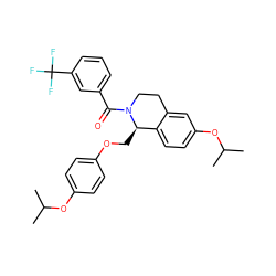 CC(C)Oc1ccc(OC[C@@H]2c3ccc(OC(C)C)cc3CCN2C(=O)c2cccc(C(F)(F)F)c2)cc1 ZINC001772576906