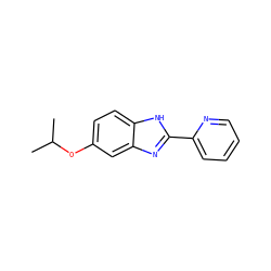 CC(C)Oc1ccc2[nH]c(-c3ccccn3)nc2c1 ZINC000113175310