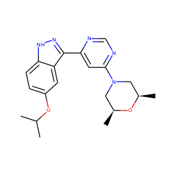 CC(C)Oc1ccc2[nH]nc(-c3cc(N4C[C@H](C)O[C@H](C)C4)ncn3)c2c1 ZINC000225572982