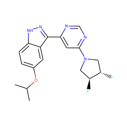 CC(C)Oc1ccc2[nH]nc(-c3cc(N4C[C@H](F)[C@@H](F)C4)ncn3)c2c1 ZINC000221130683