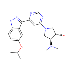 CC(C)Oc1ccc2[nH]nc(-c3cc(N4C[C@H](O)[C@@H](N(C)C)C4)ncn3)c2c1 ZINC000225562809