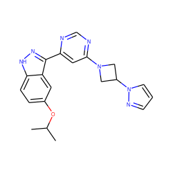 CC(C)Oc1ccc2[nH]nc(-c3cc(N4CC(n5cccn5)C4)ncn3)c2c1 ZINC000225572406