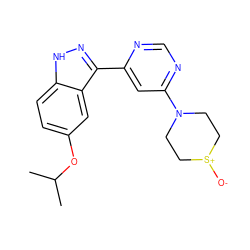 CC(C)Oc1ccc2[nH]nc(-c3cc(N4CC[S+]([O-])CC4)ncn3)c2c1 ZINC000221130608