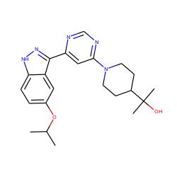 CC(C)Oc1ccc2[nH]nc(-c3cc(N4CCC(C(C)(C)O)CC4)ncn3)c2c1 ZINC000225566706