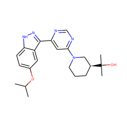 CC(C)Oc1ccc2[nH]nc(-c3cc(N4CCC[C@H](C(C)(C)O)C4)ncn3)c2c1 ZINC000225637142