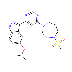 CC(C)Oc1ccc2[nH]nc(-c3cc(N4CCCN(S(C)(=O)=O)CC4)ncn3)c2c1 ZINC000225565253