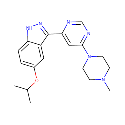 CC(C)Oc1ccc2[nH]nc(-c3cc(N4CCN(C)CC4)ncn3)c2c1 ZINC000225556410