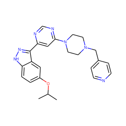 CC(C)Oc1ccc2[nH]nc(-c3cc(N4CCN(Cc5ccncc5)CC4)ncn3)c2c1 ZINC000225557276